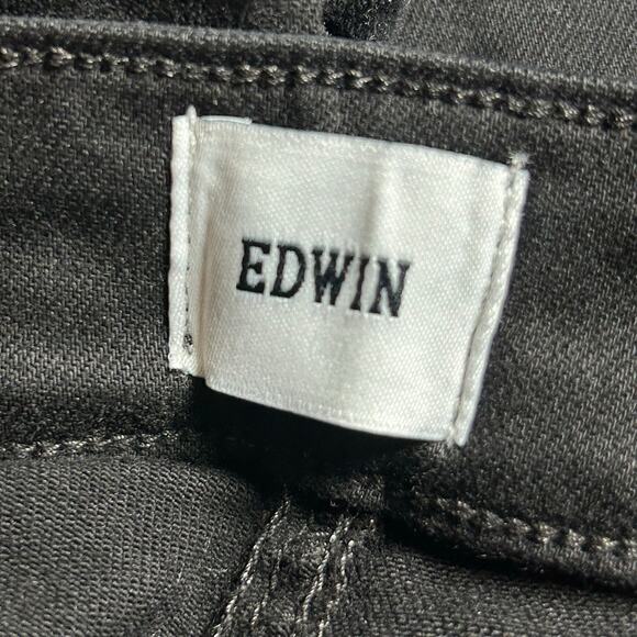 Edwin Women's Lark Pull On Mid-Rise Bootcut Leg Ankle Crop Jeans Black 32 New - Picture 7 of 8